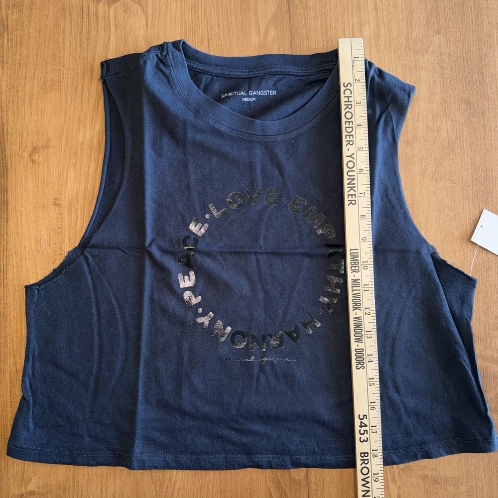 NEW Spiritual Gangster Women's Harmony Callie Crop Tank Med Vintage Black - Picture 8 of 12